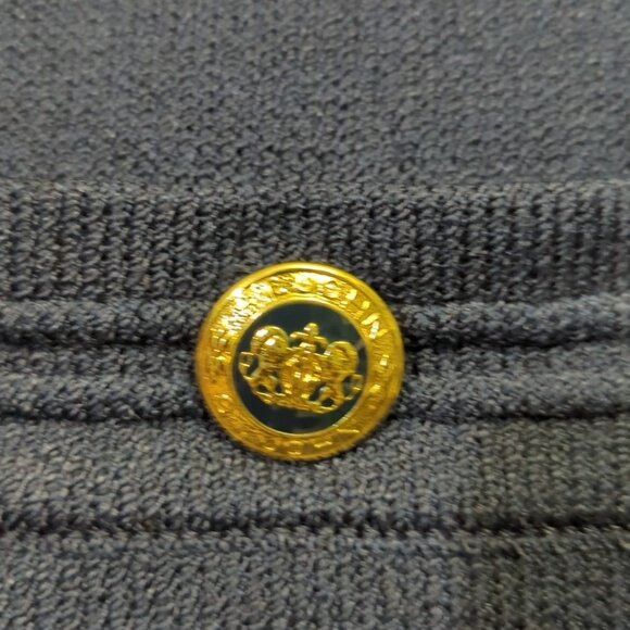 St. John Cardigan Women's L Blue Santana Knit Nautical Golden Buttons Epaulettes - Picture 6 of 13